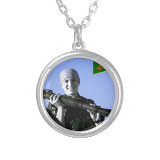 Kurdish YPJ Fighter 4 art Silver Plated Necklace