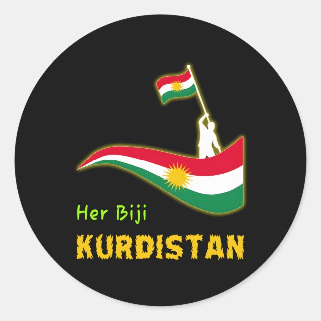 Kurdishkurd Kurdistan Flag Classic Round Sticker (Front)