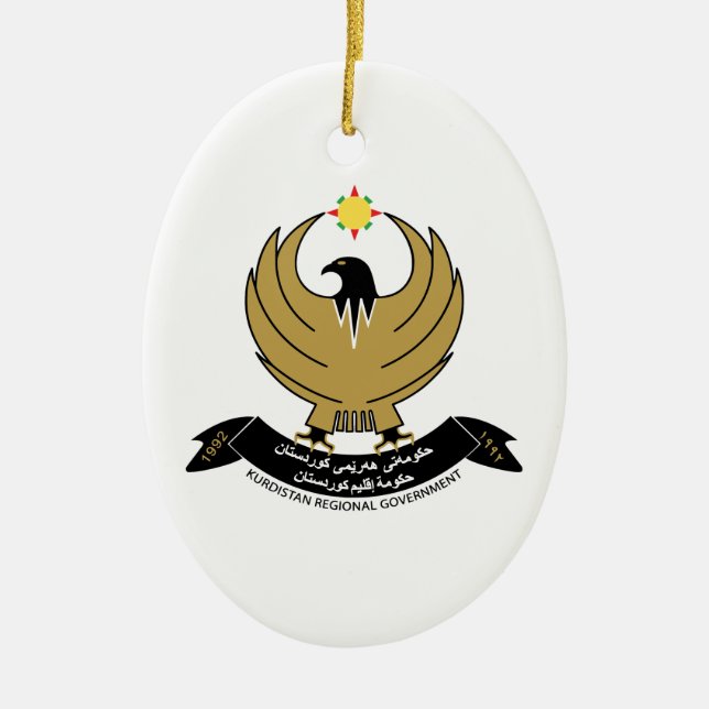 Kurdistan Coat of Arms Ceramic Ornament (Front)