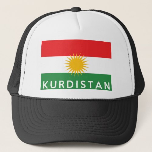 kurdistan country flag symbol name text trucker hat