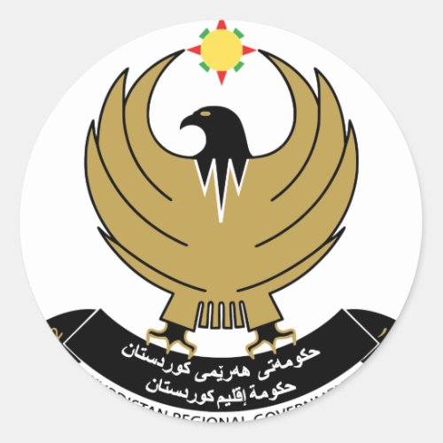 kurdistan emblem classic round sticker