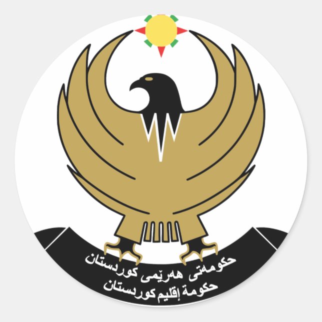 kurdistan emblem classic round sticker (Front)