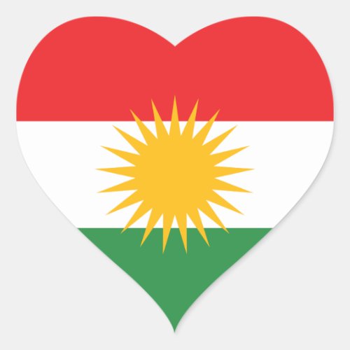 Kurdistan Flag Heart Sticker