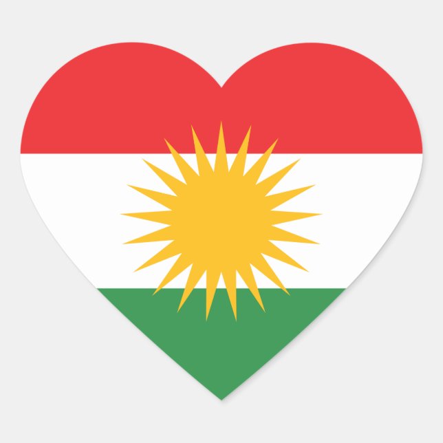 Kurdistan Flag Heart Sticker (Front)