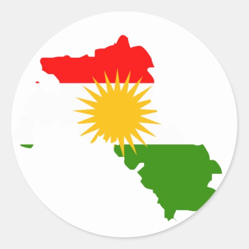 Kurdistan flag map classic round sticker