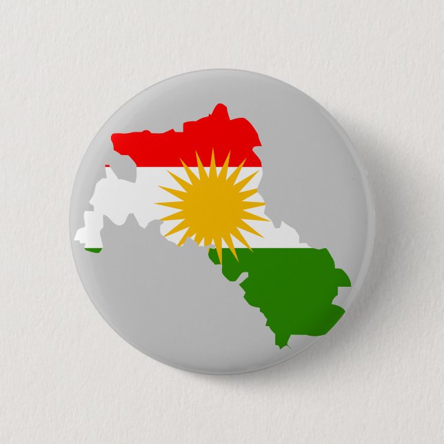 Kurdistan flag map pinback button (Front)