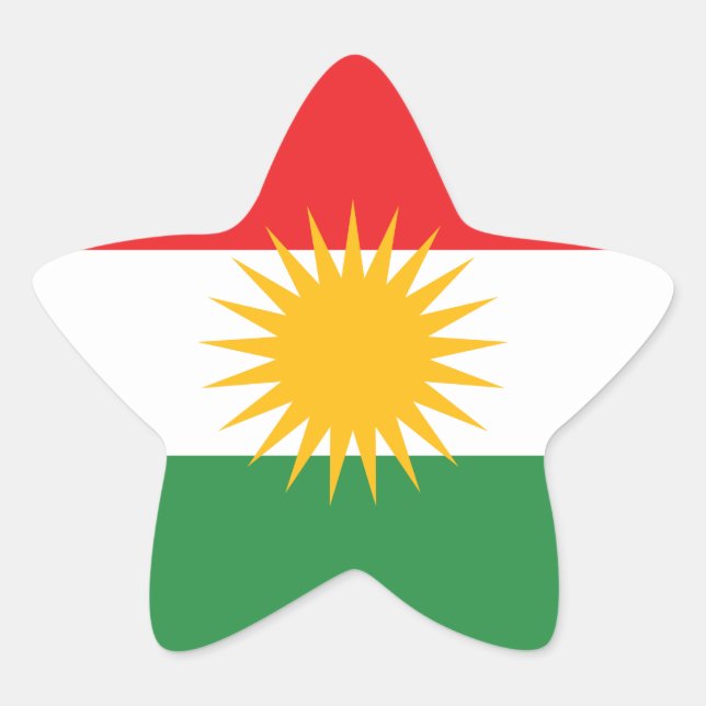 Kurdistan Flag Star Sticker (Front)