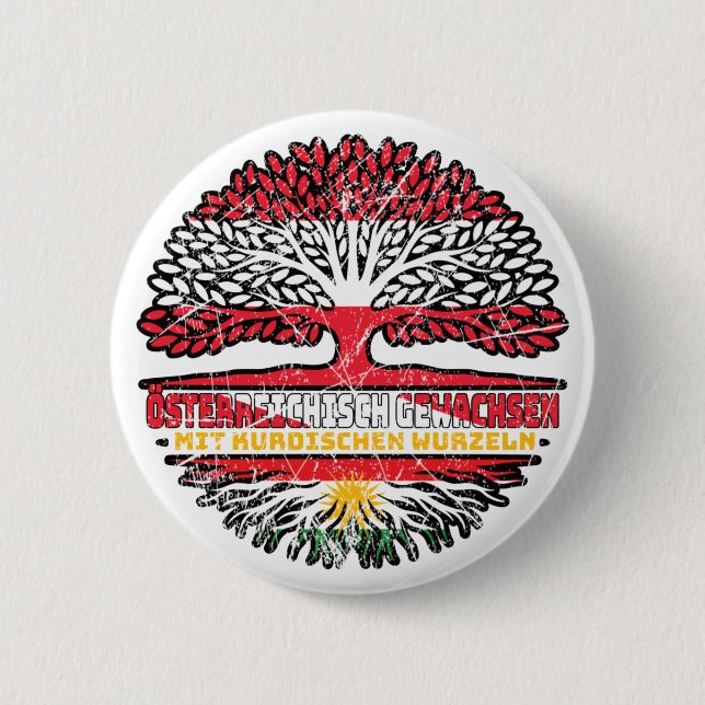 Kurdistan Kurdish Österreichisch Baum Button (Front)