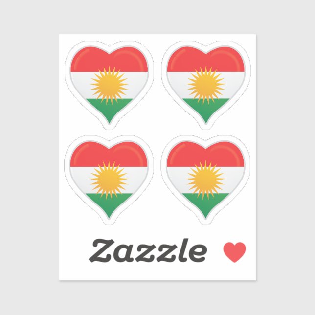 Kurdistan love flag pride sticker (Sheet)