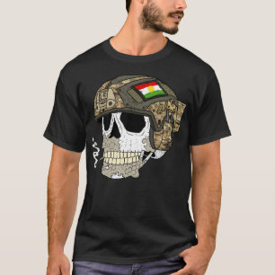 Kurdistan Peshmerga. Burned Skull With Helmet. T-Shirt