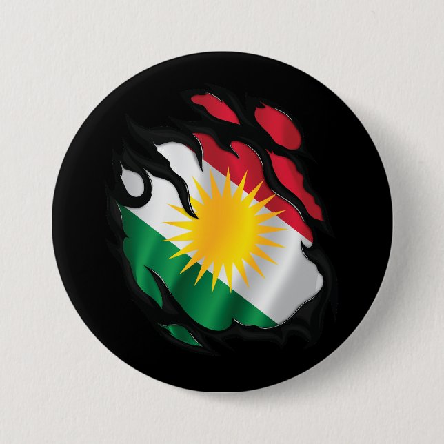 Kurdistan Ripped Flag Button (Front)