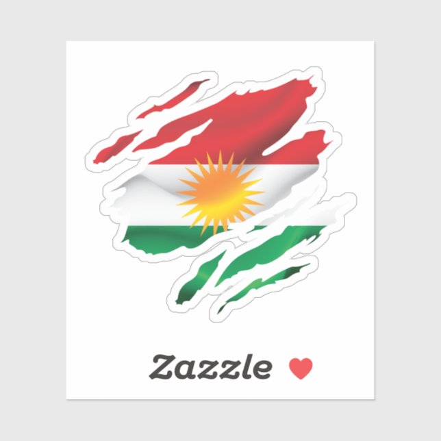 Kurdistan Ripped pride Flag Sticker (Sheet)