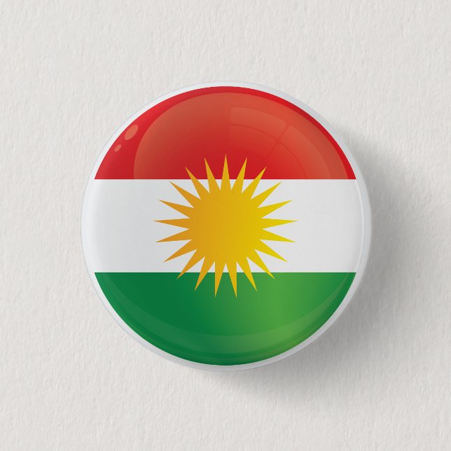 Kurdistan  Round Icon Flag Button (Front)