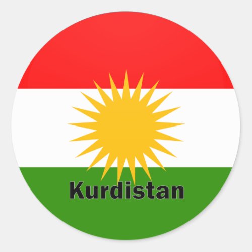 Kurdistan Roundel quality Flag Classic Round Sticker