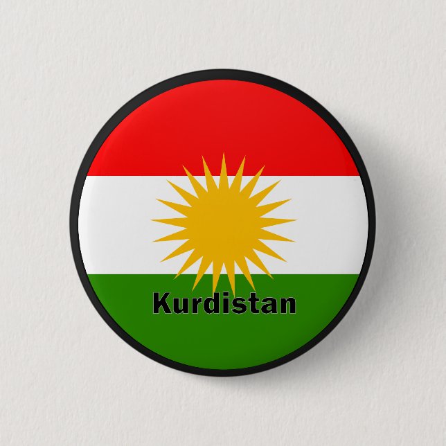 Kurdistan Roundel quality Flag Pinback Button (Front)