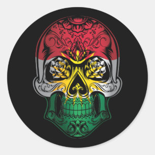 Kurdistan Skull And Roses Flag Classic Round Sticker
