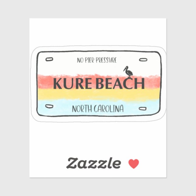 Kure Beach License Plate Vinyl Sticker (Sheet)