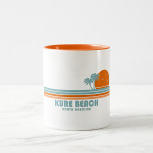 Kure Beach North Carolina Sun Palm Trees Two-Tone Coffee Mug
