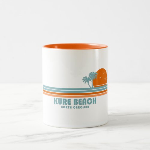 Kure Beach North Carolina Sun Palm Trees Two_Tone Coffee Mug