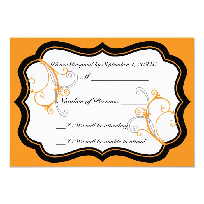 Kurli Q Ivory B (Orange) RSVP Card