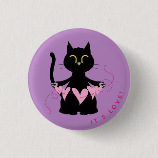 Kuro Catto Love Badge – Cute Cat Button