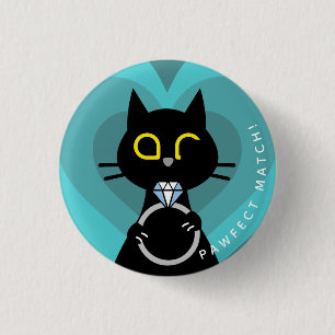 Kuro Catto Proposal Badge – Funny Cat Engagement Button