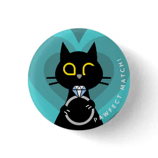 Kuro Catto Proposal Badge – Funny Cat Engagement Button
