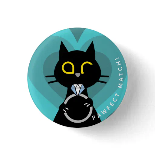 Kuro Catto Proposal Badge – Funny Cat Engagement Button