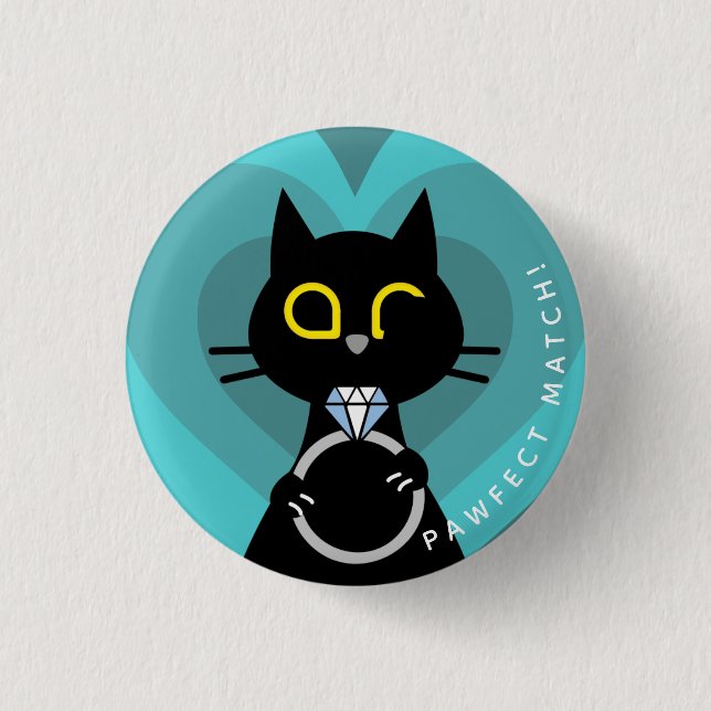 Kuro Catto Proposal Badge – Funny Cat Engagement Button (Front)