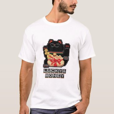 Kuro maneki neko japanese cat pixel art T-Shirt Kuro maneki neko japanese cat pixel art T-Shirt