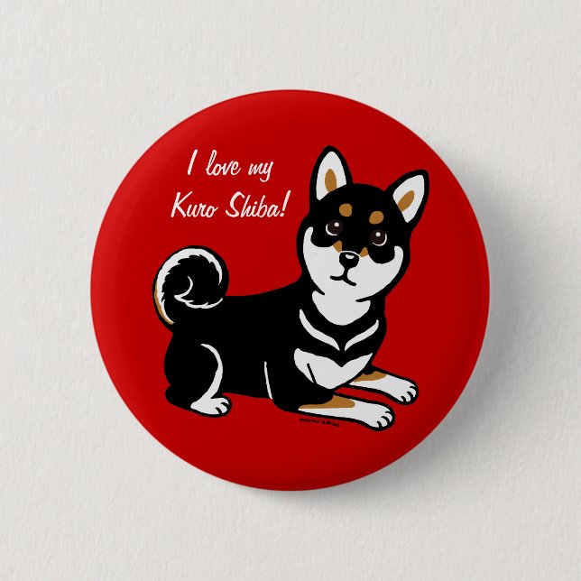 Kuro Shiba Inu dog cartoon Button (Front)