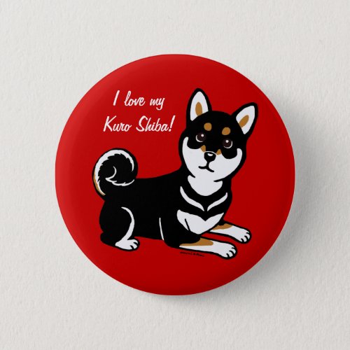 Kuro Shiba Inu dog cartoon Button