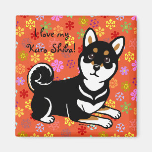 Kuro Shiba Inu Dog Cartoon Magnet