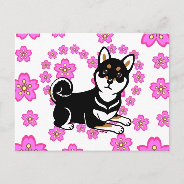 Kuro Shiba Inu dog cartoon Postcard (Front)