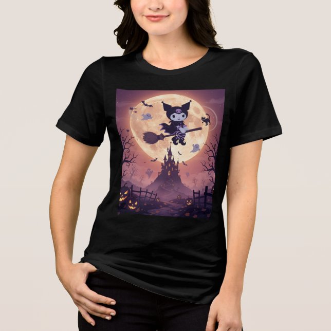 Kuromi On Halloween Night Tri-Blend Shirt (Front)