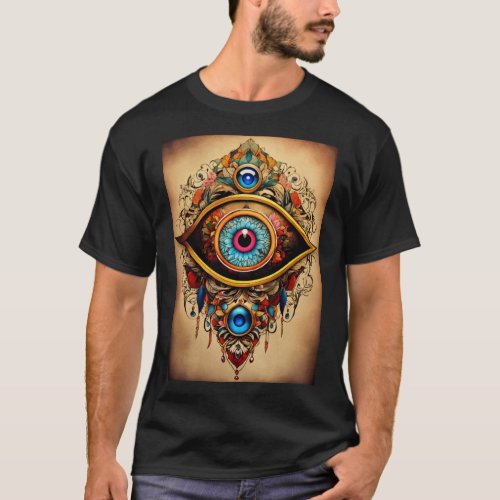 Kurt Geiger Inspired Evil Eye Tattoo Style T_Shirt