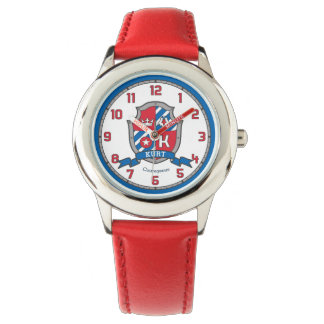 Kurt name meaning letter K crest red blue bird Watch