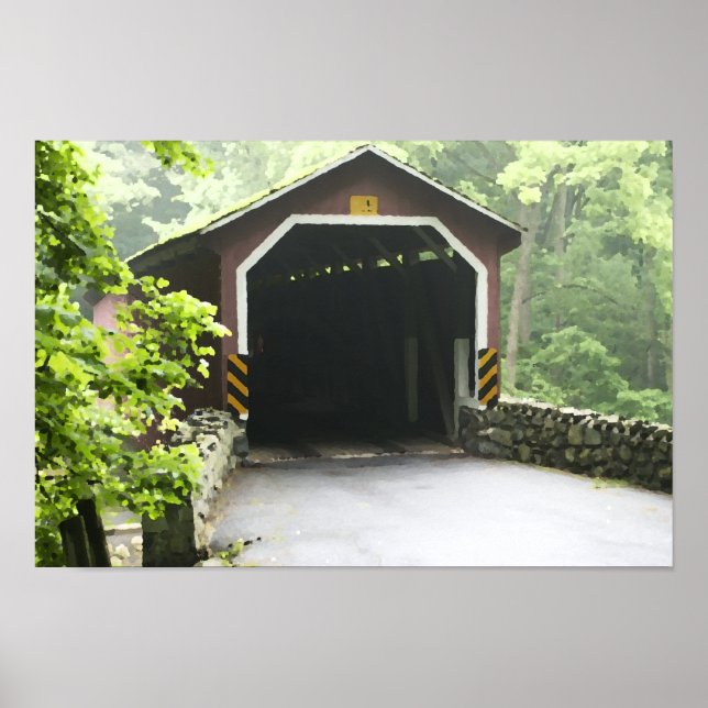 Kurtz Mill Wooden Covered Bridge Lancaster Penn Poster (Front)