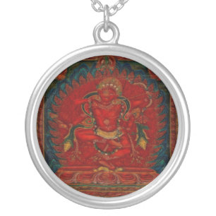 Kurukulla from Tibetan Buddhism Silver Plated Necklace