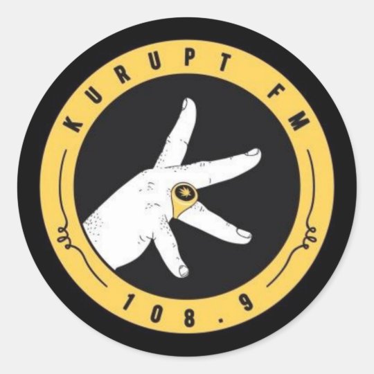 kurupt fm stickers.. 108.9. straight thru ya spine classic round sticker | Zazzle.com