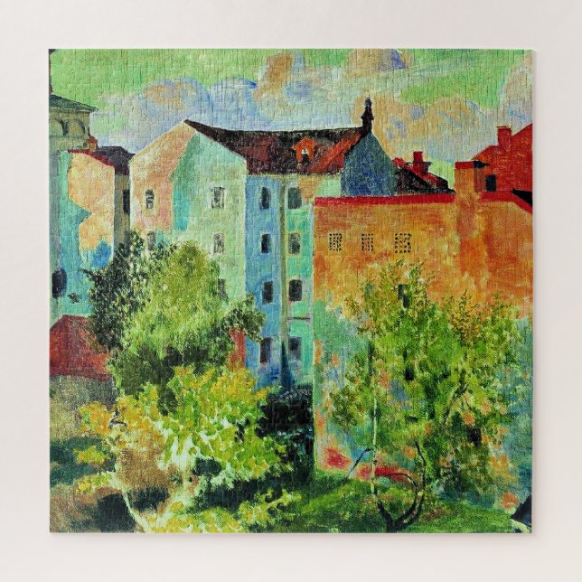 Kustodiev artwork, View from the Window Jigsaw Puzzle (Vertical)