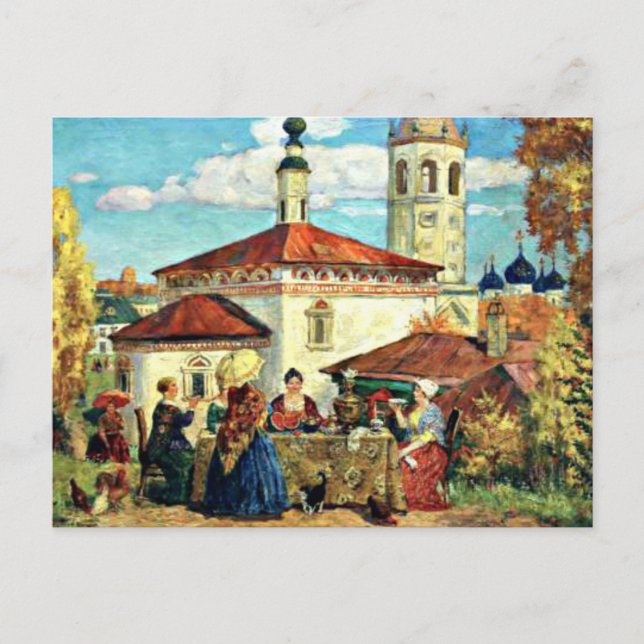 Kustodiev - At the Old Suzdal Postcard (Front)