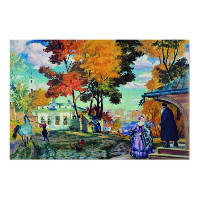 Kustodiev - Autumn, 1924 fine art painting, Poster (Front)