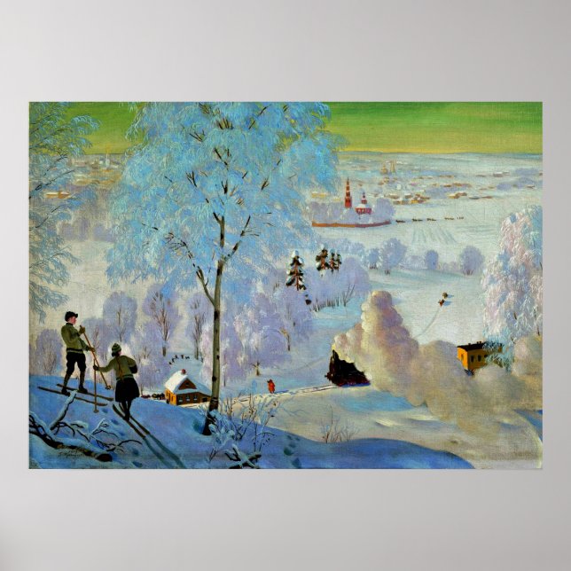 Kustodiev - Skiers Poster (Front)