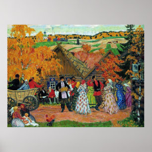 Kustodiev - Village Holiday, Poster