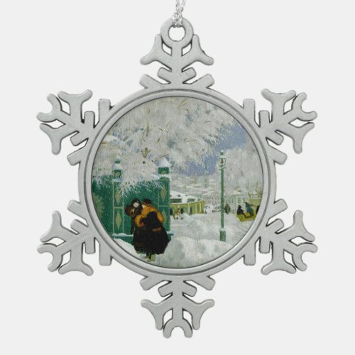 Kustodiev _ Winter Scene famous painting Snowflake Pewter Christmas Ornament