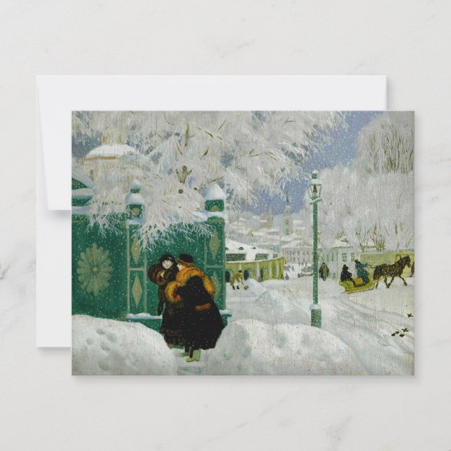 Kustodiev - Winter Scene, fine art painting Card (Front)