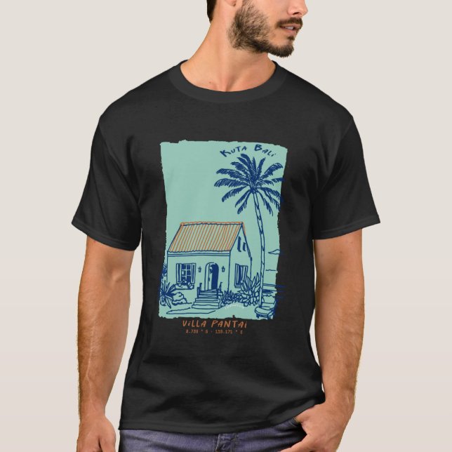 Kuta Bali Indonesia Souvenir Vintage Surf Art T-Shirt (Front)
