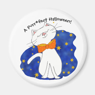 Kute Kitty Cat Starry Night Halloween Magnet