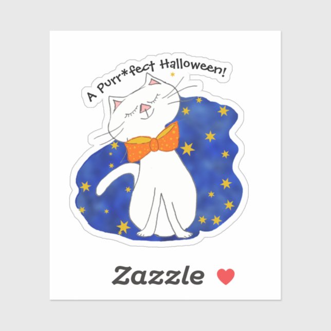 Kute Kitty Cat Starry Night Halloween  Sticker (Sheet)